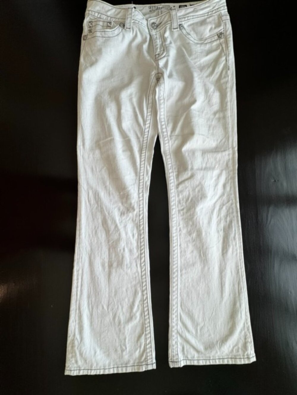 Miss Me White Embellished Denim Boot Cut Jeans Size 31